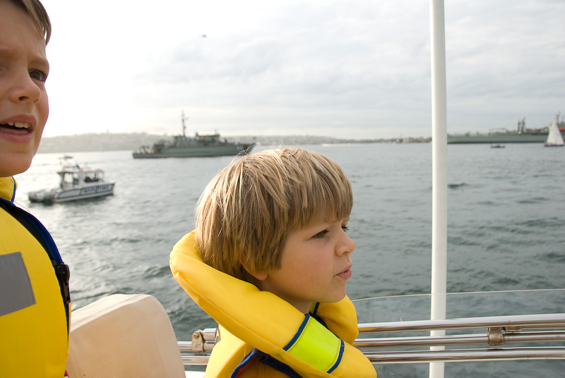 Max and Tom on Sydney Harbour